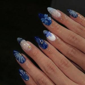 image:imageBABALAL Short Round Press on Nails  Purple Fake Nails Glitter Shiny Design Heart Moon Star Trendy Y2k Glossy Acrylic False Nails with CharmBFNZ012