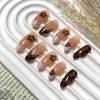 image:imageBABALAL Press on Nails Almond Medium Fake Nails Brown Tortoise French Tip Glue ons Gold Chrome Sun Star Design 3D Handmade 24Pcs Glossy Acrylic False NailsCNB109