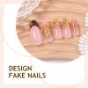 image:imageBABALAL Press on Nails Almond Medium Fake Nails Brown Tortoise French Tip Glue ons Gold Chrome Sun Star Design 3D Handmade 24Pcs Glossy Acrylic False NailsCNB116