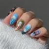 image:imageBABALAL Press on Nails Almond Medium Fake Nails Brown Tortoise French Tip Glue ons Gold Chrome Sun Star Design 3D Handmade 24Pcs Glossy Acrylic False NailsCNB117
