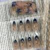 image:imageBABALAL Press on Nails Almond Medium Fake Nails Brown Tortoise French Tip Glue ons Gold Chrome Sun Star Design 3D Handmade 24Pcs Glossy Acrylic False NailsCNB103