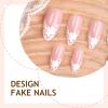 image:imageBABALAL Press on Nails Almond Medium Fake Nails Brown Tortoise French Tip Glue ons Gold Chrome Sun Star Design 3D Handmade 24Pcs Glossy Acrylic False NailsCNB110