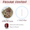 image:imageBABALAL Press on Nails Almond Medium Fake Nails Brown Tortoise French Tip Glue ons Gold Chrome Sun Star Design 3D Handmade 24Pcs Glossy Acrylic False NailsCNB109