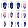 image:imageBABALAL Press on Nails Almond Medium Fake Nails Brown Tortoise French Tip Glue ons Gold Chrome Sun Star Design 3D Handmade 24Pcs Glossy Acrylic False NailsCNB102