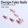 image:imageBABALAL Press on Nails Almond Medium Fake Nails Brown Tortoise French Tip Glue ons Gold Chrome Sun Star Design 3D Handmade 24Pcs Glossy Acrylic False NailsCNB115