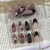 image:imageBABALAL Press on Nails Almond Medium Fake Nails Brown Tortoise French Tip Glue ons Gold Chrome Sun Star Design 3D Handmade 24Pcs Glossy Acrylic False NailsCNB107