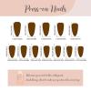 image:imageBABALAL Press on Nails Almond Medium Fake Nails Brown Tortoise French Tip Glue ons Gold Chrome Sun Star Design 3D Handmade 24Pcs Glossy Acrylic False NailsCNB114