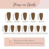 image:imageBABALAL Press on Nails Almond Medium Fake Nails Brown Tortoise French Tip Glue ons Gold Chrome Sun Star Design 3D Handmade 24Pcs Glossy Acrylic False NailsCNB122