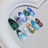 image:imageBABALAL Press on Nails Almond Medium Fake Nails Brown Tortoise French Tip Glue ons Gold Chrome Sun Star Design 3D Handmade 24Pcs Glossy Acrylic False NailsCNB117