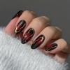 image:imageBABALAL Press on Nails Almond Medium Fake Nails Brown Tortoise French Tip Glue ons Gold Chrome Sun Star Design 3D Handmade 24Pcs Glossy Acrylic False NailsCNB105