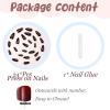 image:imageBABALAL Press on Nails Almond Medium Fake Nails Brown Tortoise French Tip Glue ons Gold Chrome Sun Star Design 3D Handmade 24Pcs Glossy Acrylic False NailsCNB105