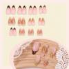 image:imageBABALAL Press on Nails Almond Medium Fake Nails Brown Tortoise French Tip Glue ons Gold Chrome Sun Star Design 3D Handmade 24Pcs Glossy Acrylic False NailsCNB116