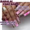 image:imageBABALAL Winter Press on Nails  Long Coffin Glue on Nails Black White Acrylic Snowflake Design Matte Trendy Fake Nails 24Pcs BallerinaDU021