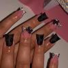 image:imageBABALAL Winter Press on Nails  Long Coffin Glue on Nails Black White Acrylic Snowflake Design Matte Trendy Fake Nails 24Pcs BallerinaDU003