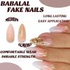 image:imageBABALAL Press on Nails Medium Square Fake Nails  Brown Tortoise Fall Acrylic French Tip Flower amp Polka Dot Print 24Pcs Glossy Full Cover False NailsFNf405