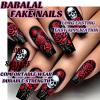 image:imageBABALAL Press on Nails Medium Square Fake Nails  Brown Tortoise Fall Acrylic French Tip Flower amp Polka Dot Print 24Pcs Glossy Full Cover False NailsFNf403blackred