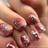 image:imageBABALAL Press on Nails Medium Square Fake Nails  Brown Tortoise Fall Acrylic French Tip Flower amp Polka Dot Print 24Pcs Glossy Full Cover False NailsFNf413
