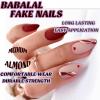 image:imageBABALAL Press on Nails Medium Square Fake Nails  Brown Tortoise Fall Acrylic French Tip Flower amp Polka Dot Print 24Pcs Glossy Full Cover False NailsFNf416heart