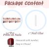 image:imageBABALAL Press on Nails Medium Square Fake Nails  Brown Tortoise Fall Acrylic French Tip Flower amp Polka Dot Print 24Pcs Glossy Full Cover False NailsFNf402cherry