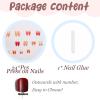 image:imageBABALAL Press on Nails Medium Square Fake Nails  Brown Tortoise Fall Acrylic French Tip Flower amp Polka Dot Print 24Pcs Glossy Full Cover False NailsFNf406orange