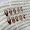 image:imageBABALAL Press on Nails Medium Square Fake Nails  Brown Tortoise Fall Acrylic French Tip Flower amp Polka Dot Print 24Pcs Glossy Full Cover False NailsFNf403plaid