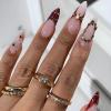 image:imageBABALAL Press on Nails Medium Square Fake Nails  Brown Tortoise Fall Acrylic French Tip Flower amp Polka Dot Print 24Pcs Glossy Full Cover False NailsFNf403plaid