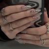 image:imageBABALAL Press on Nails Medium Square Fake Nails  Brown Tortoise Fall Acrylic French Tip Flower amp Polka Dot Print 24Pcs Glossy Full Cover False NailsFNf401