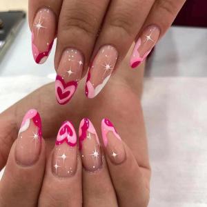 image:imageBABALAL Press on Nails Medium Square Fake Nails  Brown Tortoise Fall Acrylic French Tip Flower amp Polka Dot Print 24Pcs Glossy Full Cover False NailsFNf418