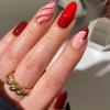 image:imageBABALAL Press on Nails Short Oval Fake Nails Christmas Hat French Tip Glue on Red Glitter Design Bling Xmas Candy Cane Stick on Acrylic False Nails 24Pcs Round Manicure