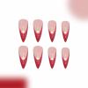 image:imageBABALAL Press on Nails Long Stiletto Fake Nails Ruby Red French Tip Glue on Star Design Acrylic False Nails 24Pcs Almond Glossy Stick onANS202