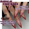 image:imageBABALAL Press on Nails Long Stiletto Fake Nails Ruby Red French Tip Glue on Star Design Acrylic False Nails 24Pcs Almond Glossy Stick onANS202