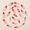 image:imageBABALAL Press on Nails Long Stiletto Fake Nails Ruby Red French Tip Glue on Star Design Acrylic False Nails 24Pcs Almond Glossy Stick onANS204bow