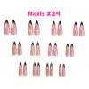 image:imageBABALAL Press on Nails Long Stiletto Fake Nails Ruby Red French Tip Glue on Star Design Acrylic False Nails 24Pcs Almond Glossy Stick onANS217