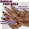 image:imageBABALAL Press on Nails Long Stiletto Fake Nails Ruby Red French Tip Glue on Star Design Acrylic False Nails 24Pcs Almond Glossy Stick onANS217