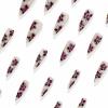 image:imageBABALAL Press on Nails Long Stiletto Fake Nails Ruby Red French Tip Glue on Star Design Acrylic False Nails 24Pcs Almond Glossy Stick onANS217flower