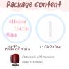 image:imageBABALAL Press on Nails Long Stiletto Fake Nails Ruby Red French Tip Glue on Star Design Acrylic False Nails 24Pcs Almond Glossy Stick onANS217pinkgold