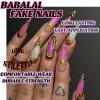 image:imageBABALAL Press on Nails Long Stiletto Fake Nails Ruby Red French Tip Glue on Star Design Acrylic False Nails 24Pcs Almond Glossy Stick onANS217pinkgold