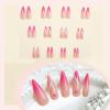 image:imageBABALAL Press on Nails Long Stiletto Fake Nails Ruby Red French Tip Glue on Star Design Acrylic False Nails 24Pcs Almond Glossy Stick onANS218