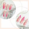 image:imageBABALAL Press on Nails Long Stiletto Fake Nails Ruby Red French Tip Glue on Star Design Acrylic False Nails 24Pcs Almond Glossy Stick onANS218