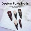 image:imageBABALAL Press on Nails Long Stiletto Fake Nails Ruby Red French Tip Glue on Star Design Acrylic False Nails 24Pcs Almond Glossy Stick onANS219