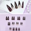 image:imageBABALAL Press on Nails Long Stiletto Fake Nails Ruby Red French Tip Glue on Star Design Acrylic False Nails 24Pcs Almond Glossy Stick onANS219