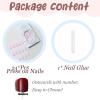 image:imageBABALAL Press on Nails Long Stiletto Fake Nails Ruby Red French Tip Glue on Star Design Acrylic False Nails 24Pcs Almond Glossy Stick onANS224