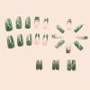 image:imageBABALAL Green Press on Medium Squoval False Nails  French Tip Acrylic Nails 24 Pcs  Gold Design