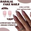 image:imageBABALAL Almond Press on Nails Medium Fake Nails White French Tip Glue on Acrylic Nails 24Pcs Stiletto Stick on False Nails