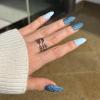 image:imageBABALAL Glitter Press On Nails Medium Almond Blue Glue on Stiletto 24pcs Manicure Shiny False Acrylic Nails for Women and Girls