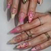 image:imageBABALAL Press on False Nails Medium Almond Fake Nails Pink Heart Cherry Full Cover Stick on Acrylic Glue on Nails for Women 24PcsBNM01