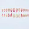 image:imageBABALAL Press on False Nails Medium Almond Fake Nails Pink Heart Cherry Full Cover Stick on Acrylic Glue on Nails for Women 24PcsBNM01