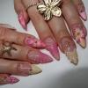 image:imageBABALAL Press on False Nails Medium Almond Fake Nails Pink Heart Cherry Full Cover Stick on Acrylic Glue on Nails for Women 24PcsBNM01