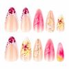 image:imageBABALAL Press on False Nails Medium Almond Fake Nails Pink Heart Cherry Full Cover Stick on Acrylic Glue on Nails for Women 24PcsBNM02