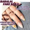 image:imageBABALAL Press on False Nails Medium Almond Fake Nails Pink Heart Cherry Full Cover Stick on Acrylic Glue on Nails for Women 24PcsBNM03flower